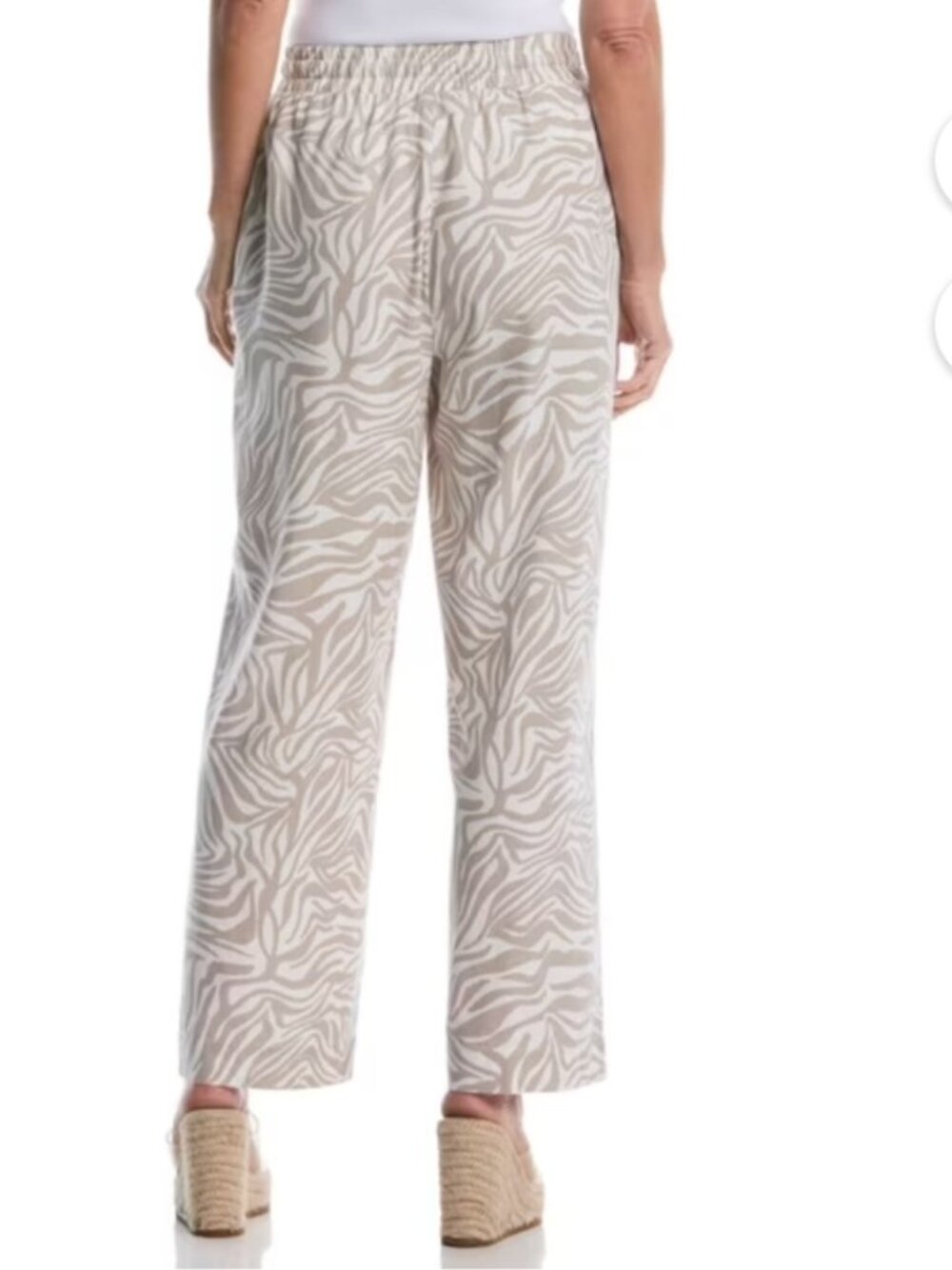 Rafaella Women's Drawcord Waistband Wide Leg Linen Blend Pant Size L - Picture 2 of 6